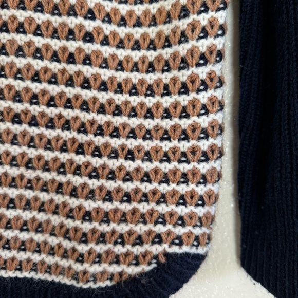 Talbots Tan Navy Blue Wool Pullover Sweater - Picture 3 of 6